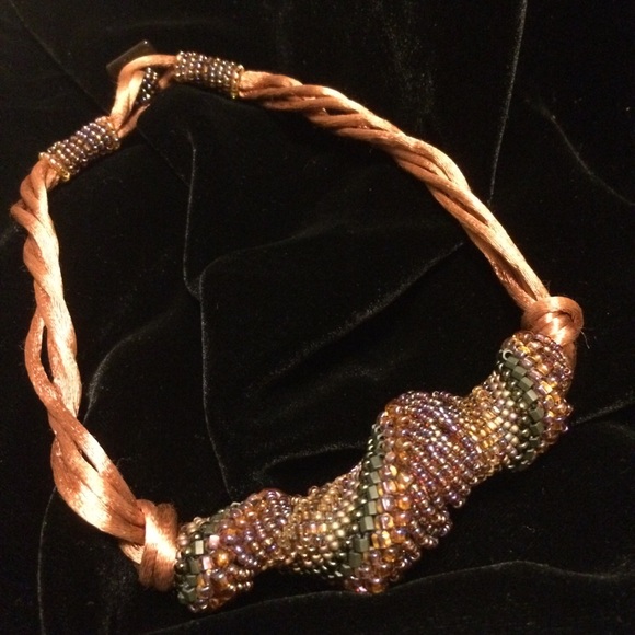 Free Form Artistic Beaded Choker Fused Glass Clasp - Picture 7 of 7